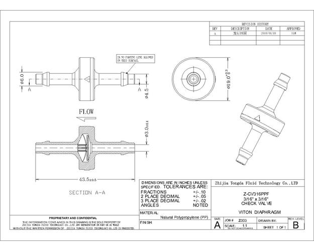 3/16"pp epdm膜片 微型塑料單向閥,隔膜閥,止回閥 截止閥